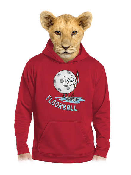 Floorball detská mikina klokanka Fire Red