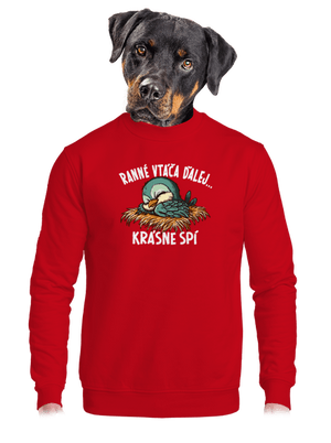 Ranné vtáča spí unisex mikina bez kapucne Red