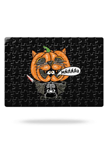 Halloweenská kočička puzzle White