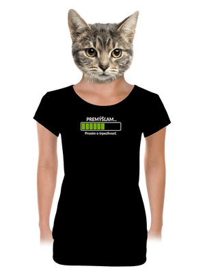 Premýšľam dámske tričko s lemom Black