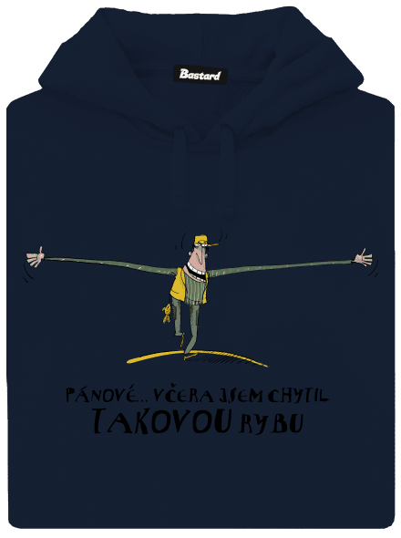 Takúto rybu som chytil pánska mikina klokanka Navy