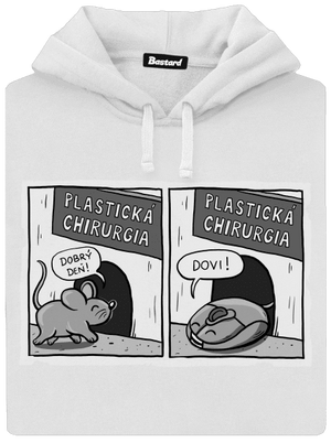 Myš na plastike dámska mikina klokanka White