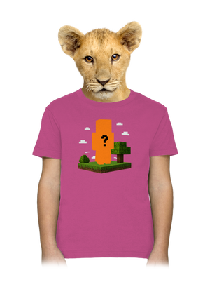 Minecraft z vlastnej fotky detské tričko Fuchsia