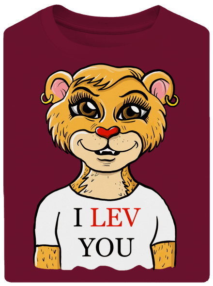 I lev you unisex tričko oversized Garnet