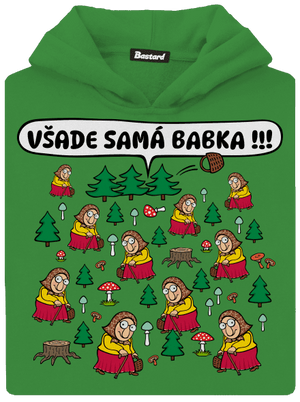 Všade samá babka detská mikina klokanka Kelly Green AWD