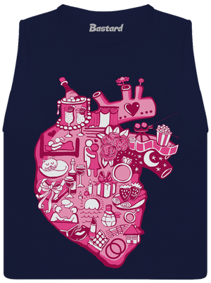 Srdce bije pre dámske tielko voľné Navy