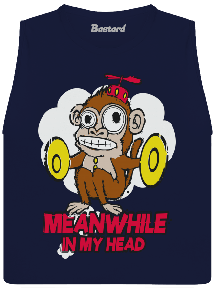 Monkey in my head dámske tielko voľné Navy