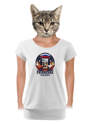 Prikázané uvoľnenie dámske tričko s lemom White