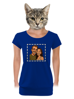 Karikatúra z vlastnej fotky dámske tričko s lemom Royal Blue Mal