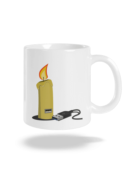 USB sviečka klasický hrnček White
