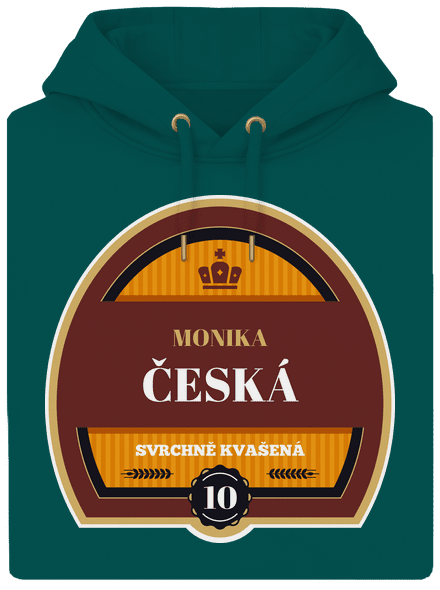 Pivná etiketa unisex mikina premium Emerald Green