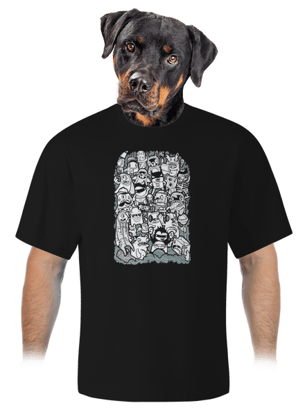 Doodle unisex tričko oversized Black