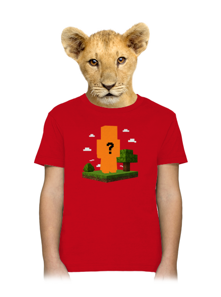 Minecraft z vlastnej fotky detské tričko Red