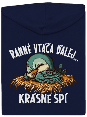 Ranné vtáča spí pánska mikina na zips Navy