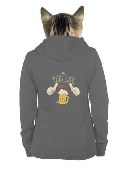 This guy needs a beer dámska mikina na zips Steel Gray