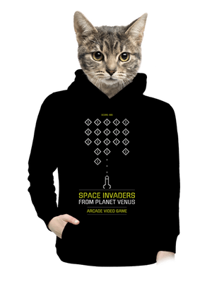 Space Invaders dámska mikina klokanka Black