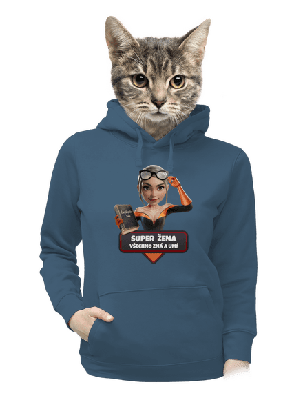 Super mama dámska mikina klokanka Denim