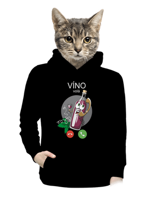 Červené víno volá dámska mikina klokanka Black