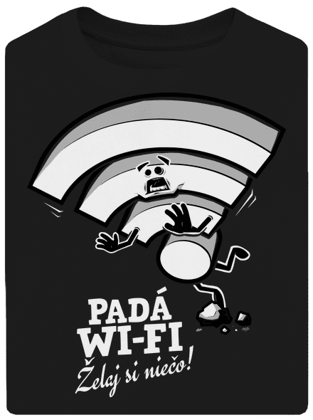 Padá wi-fi unisex tričko oversized Black