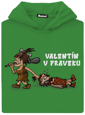 Valentín v praveku detská mikina klokanka Kelly Green AWD