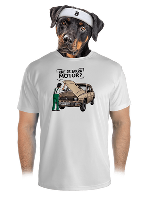 Kde je motor? pánske športové tričko White