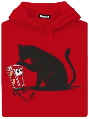 Mačka a pohár pánska mikina klokanka Red