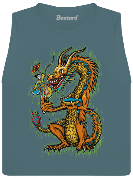 Hungry Dragon dámske tielko voľné Heather Deep Teal