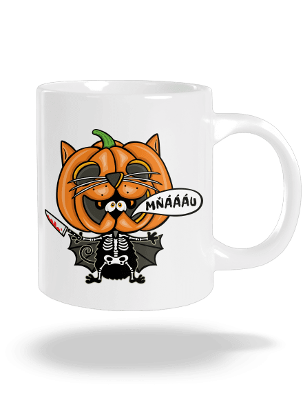 Halloweenská kočička veľký hrnček White
