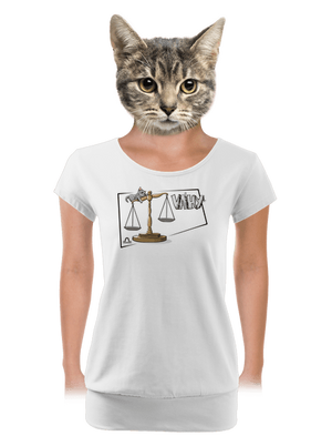 Mačací horoskop: Váhy dámske tričko s lemom White