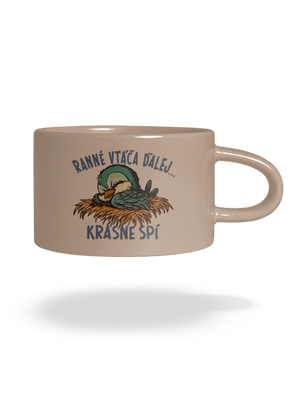 Ranné vtáča spí hrnček makronka Brown Macaron