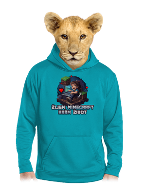 Žijem Minecraft detská mikina klokanka Hawaiian Blue