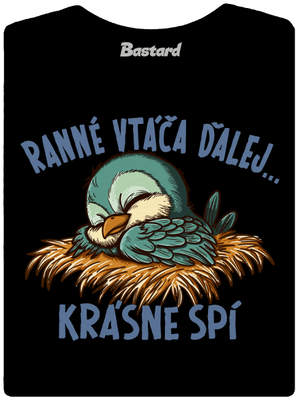 Ranné vtáča spí dámske tričko Black