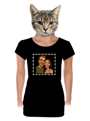 Karikatúra z vlastnej fotky dámske tričko s lemom Black