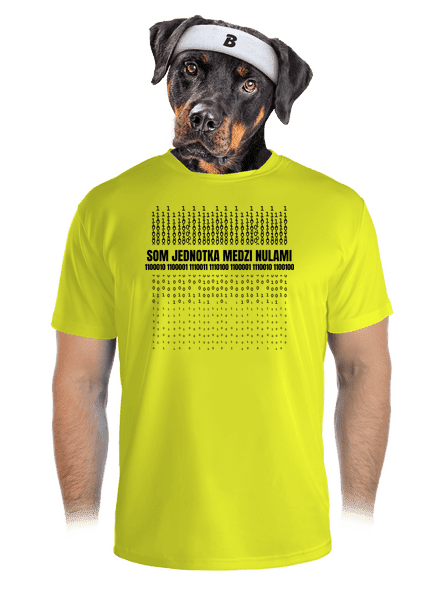 Jednotka medzi nulami pánske športové tričko Neon Yellow