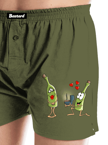 Láska k vínu pánske trenky Khaki