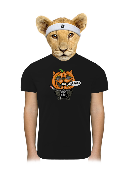 Halloweenská kočička detské športové tričko Black