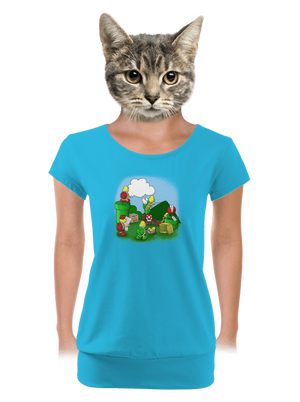 Ako sa stavia nový level? dámske tričko s lemom Blue Atol