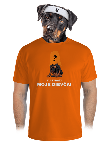 Tu strážim ja pánske športové tričko Neon Orange