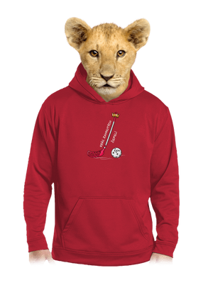 Kráľ zahnutých čepelí - florbal detská mikina klokanka Fire Red