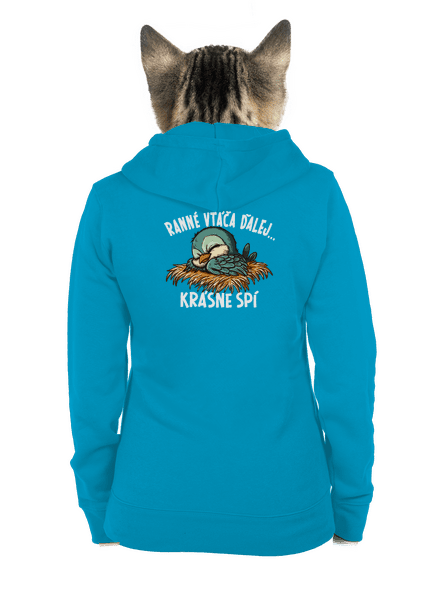 Ranné vtáča spí dámska mikina na zips Blue Atol