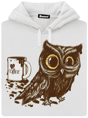 Sova na kofeínu dámska mikina klokanka White