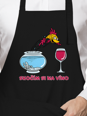 Skočím si na víno zástera Black