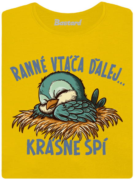 Ranné vtáča spí dámske tričko Yellow