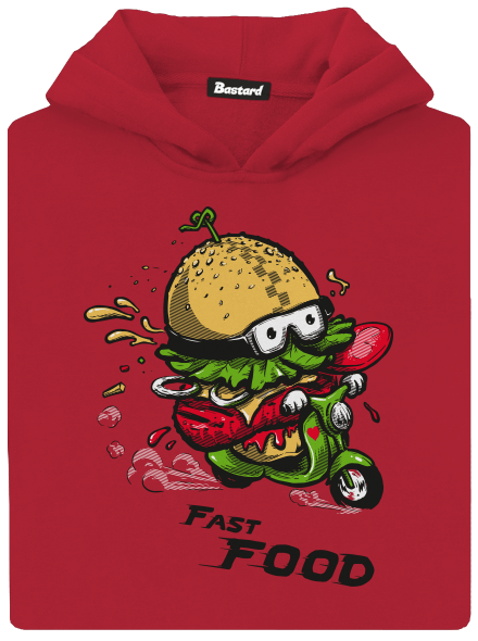 Fast Food detská mikina klokanka Fire Red