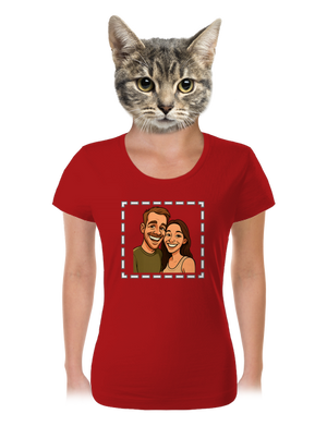 Karikatúra z vlastnej fotky dámske tričko Red Mal