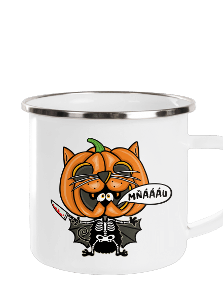 Halloweenská kočička plecháčik White