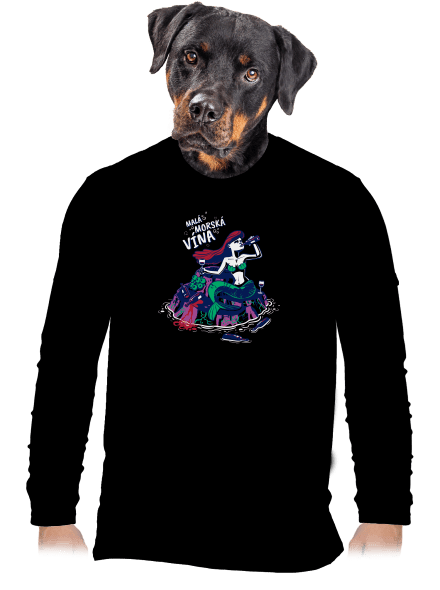 Malá mořská vína pánske dlhý rukáv Black