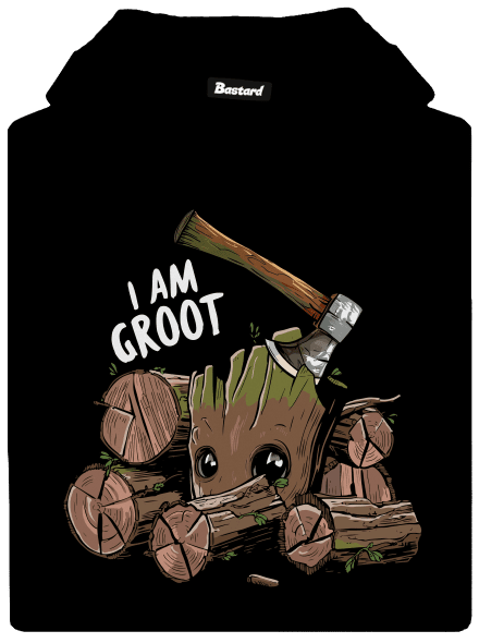 I Am Groot pánska mikina klokanka Black