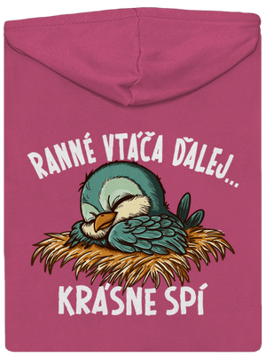 Ranné vtáča spí dámska mikina na zips Magenta
