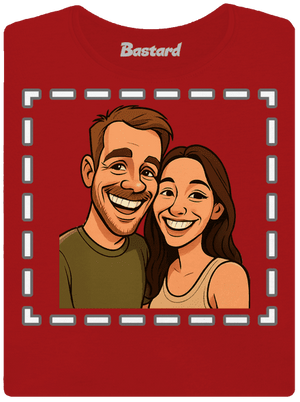 Karikatúra z vlastnej fotky dámske tričko prémium Red Mal